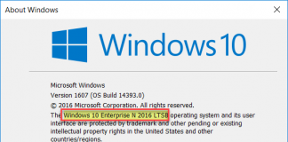Windows 10 Enterprise N 2016 LTSB Version 1607 (OS Build 14393.0)