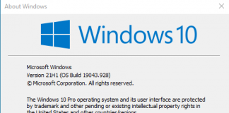 Windows 10 Version 21H1 Consumer Editions (OS Build 19043.928 – 2021.05)